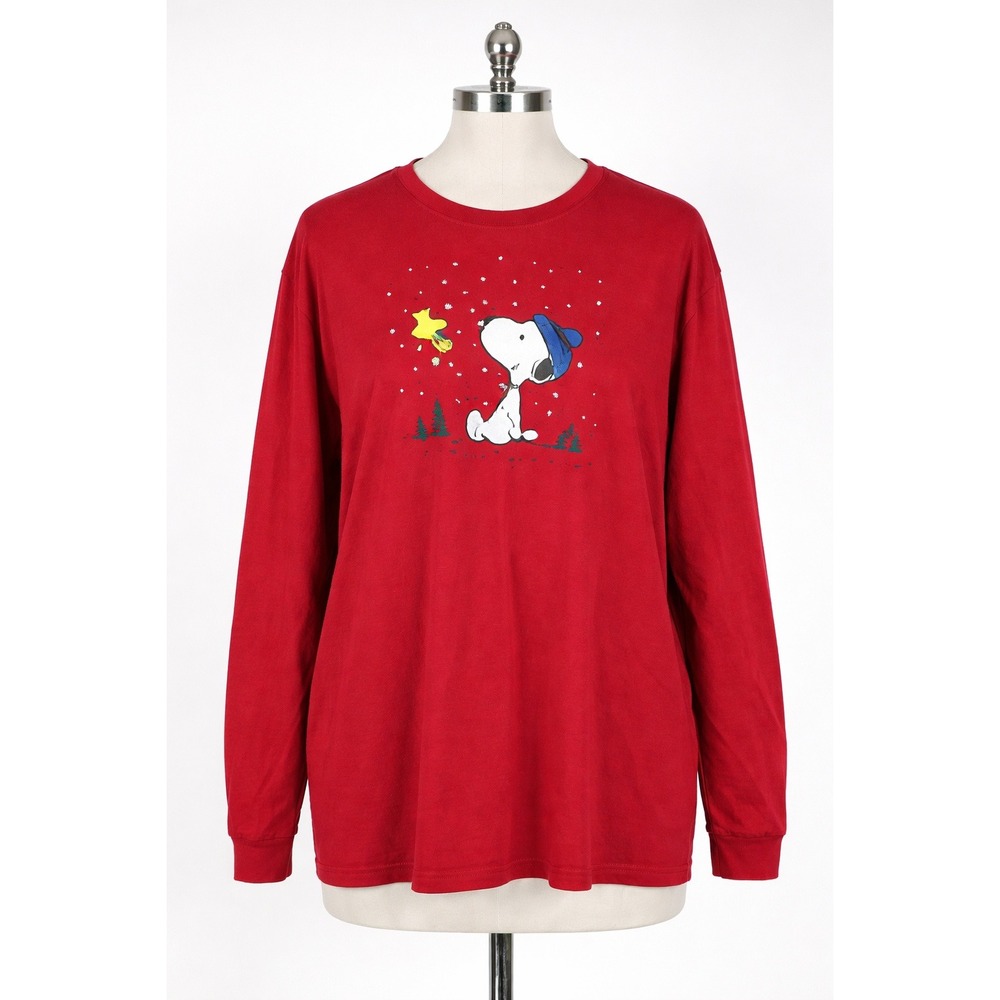 Peanuts Snoopy Woodstock Long Sleeve Top Size XL Christmas Comfy Cute Lounge EUC